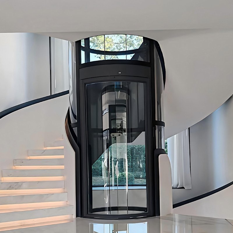 1-Anter home elevator-The circular design makes riding the elevator a visual treat