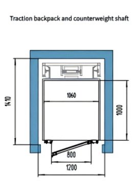 Anter home elevator-Traction backpack and counterweight shaft