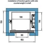 5-Anter home elevator-Installation of traction gantry with side counterweight in shaft