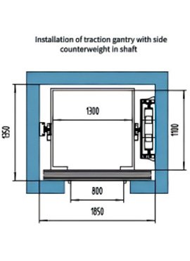 Anter home elevator-Installation of traction gantry with side counterweight in shaft