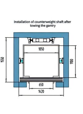 Anter home elevator-Installation of counterweight shaft after towing the gantry