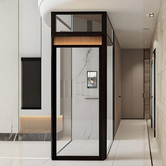 Shaftless passenger elevator