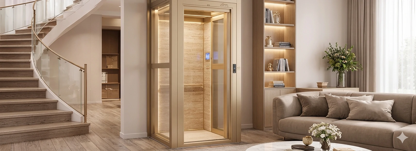 Convenient Holeless Hydraulic Elevator for Home