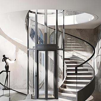 Round Stainless Steel Glass Elevator