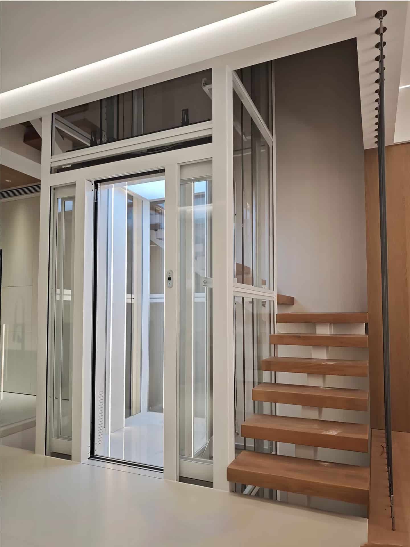 Nigeria Two Traction Gantry Elevators with Centrally Located Doors for Panora