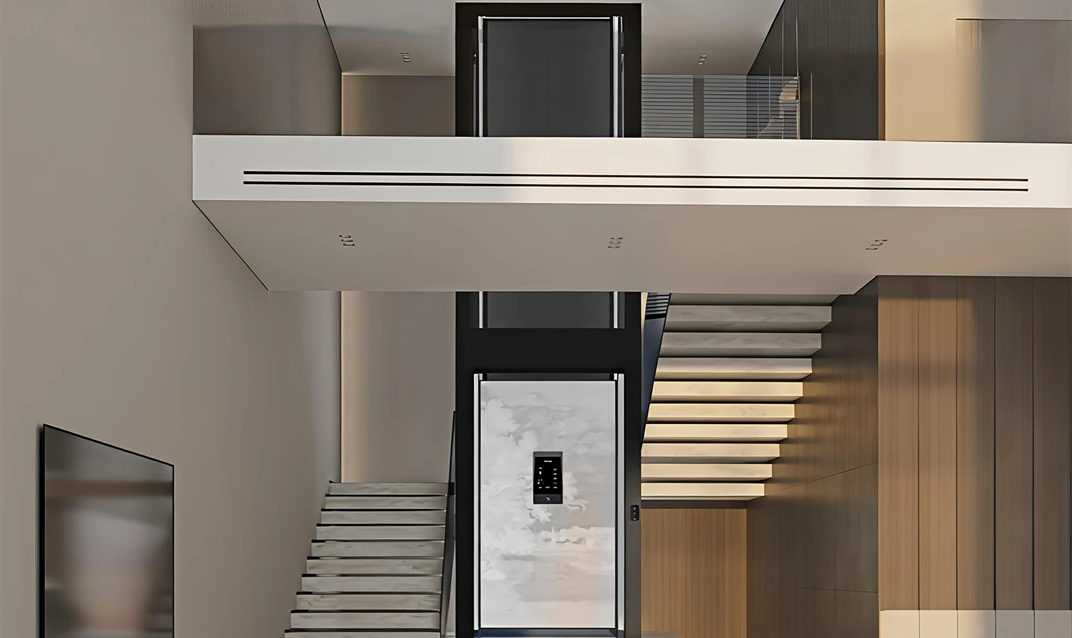 Shaftless, Through-the-Floor Home Elevator 