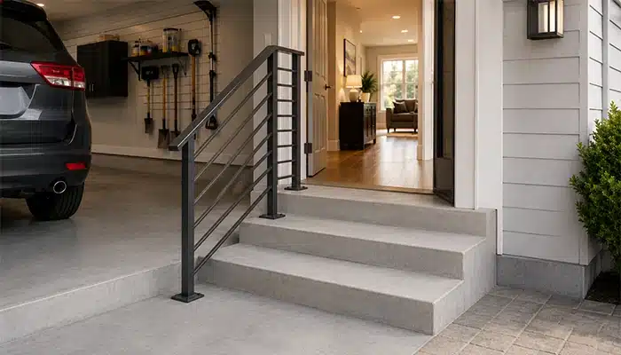 Type of Accessibility Lift for a Garage---railing