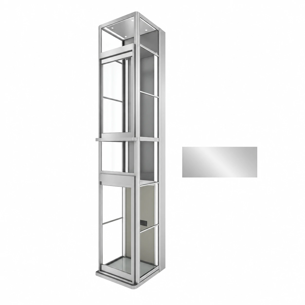 dazzling silver through floor home elevator framework