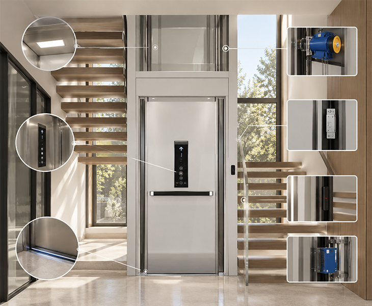 Through-floor lift Top 's multiple safety functions