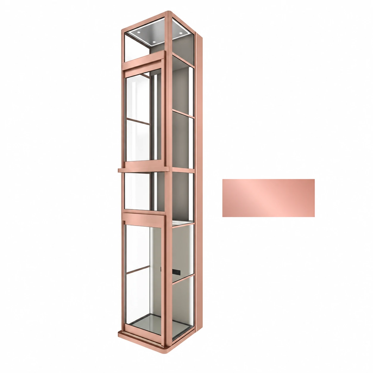 rose gold through floor home elevator framework