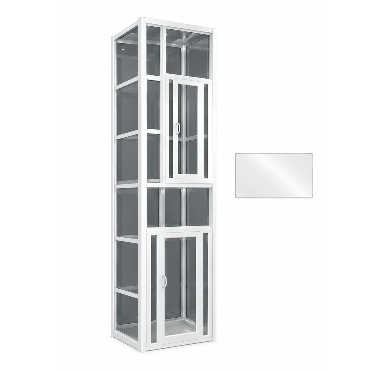 white through floor home elevator framework